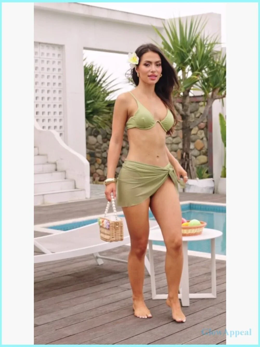 3 Piece Ribbed Cheeky Bikini Set Underwire Triangle High Waist with Cover Up